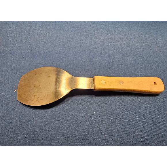 Vintage Stainless Steel 9-3/4" Ice Cream Scoop w/Rivet Wood Handle - Alaska - Picture 4 of 6